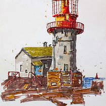 Lindesnes fyr, my project for course: Expressive Architectural Sketching with Colored Markers. Sketching, Drawing, Architectural Illustration, Sketchbook & Ink Illustration project by Alex Rodiga - 05.20.2023