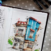 Mon projet du cours : Esquisses d'architecture expressives aux feutres de couleur. Sketching, Drawing, Architectural Illustration, Sketchbook & Ink Illustration project by Emma Wallace - 05.22.2023