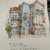 My project for course: Expressive Architectural Sketching with Colored Markers. Sketching, Drawing, Architectural Illustration, Sketchbook & Ink Illustration project by Keesha Kitagawa - 05.22.2023