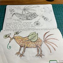 My project for course: Whimsical Sketchbook: Draw Imaginary Creatures from Nature. Pencil Drawing, Drawing, Watercolor Painting, Sketchbook, and Naturalistic Illustration project by Linda Leach - 05.23.2023