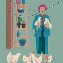 Woman with chickens. Un progetto di Illustrazione tradizionale, Disegno, Illustrazione digitale e Disegno digitale di ngvkqhtyg6 - 23.05.2023