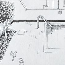 The Swimming Pool. Sketching, Drawing, Artistic Drawing, Sketchbook, Ink Illustration, and Naturalistic Illustration project by zahrazuhair_91 - 05.25.2023