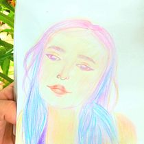 Mi proyecto del curso: Dibujo de retratos llamativos con lápices de colores. Drawing, Portrait Drawing, Sketchbook, and Colored Pencil Drawing project by Celena Villa - 05.26.2023