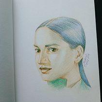 My project for course: Vibrant Portrait Drawing with Colored Pencils. Drawing, Portrait Drawing, Sketchbook, and Colored Pencil Drawing project by Lilija Markevič - 05.27.2023