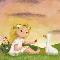 Swedish storytale: Nina Holgersson in midsummer . Ilustração tradicional, Ilustração digital, Ilustração infantil, Pintura digital, e Álbum ilustrado projeto de Roxana Ekdahl Martínez - 27.05.2023