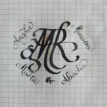Anagrama y sigilo de mi nombre y pseudónimo. Een project van Kalligrafie van Ángela Munuera - 29.05.2023