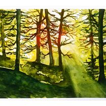 Summer Forest (Oniryczne pejzaże akwarelą: maluj światłem). Un projet de Peinture , et Aquarelle de Miriam K. - 31.05.2023