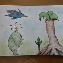 Mon projet du cours : Dessin de créatures fantastiques inspirées de la nature. Pencil Drawing, Drawing, Watercolor Painting, Sketchbook, and Naturalistic Illustration project by Odette - 05.25.2023