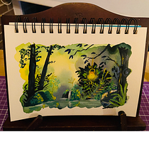 Mi proyecto del curso: Ilustración de paisajes de fantasía con acuarela y gouache. Fine Arts, Painting, Watercolor Painting, Naturalistic Illustration, and Gouache Painting project by sonia_dauz - 06.02.2023