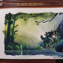My project for course: Fantasy Landscapes with Watercolor & Gouache. Fine Arts, Painting, Watercolor Painting, Naturalistic Illustration, and Gouache Painting project by betzabeperez - 05.25.2023