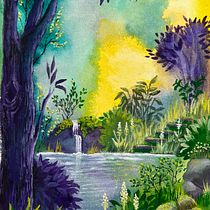 Mein Abschlussprojekt für den Kurs: Illustration von Fantasielandschaften mit Aquarell und Gouache. Fine Arts, Painting, Watercolor Painting, Naturalistic Illustration, and Gouache Painting project by artilina - 06.05.2023