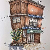 My project for course: Expressive Architectural Sketching with Colored Markers. Sketching, Drawing, Architectural Illustration, Sketchbook & Ink Illustration project by Katinka - 06.06.2023