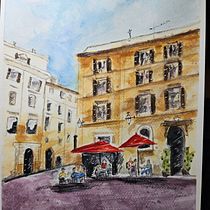 Mon projet du cours : Techniques modernes pour des ​paysages urbains à l'aquarelle. Painting, and Watercolor Painting project by Sylvie Bertrand - 06.09.2023