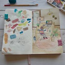 My project for course: Exploratory Sketchbook: Find Your Drawing Style. Un proyecto de Ilustración tradicional, Bocetado, Creatividad, Dibujo, Pintura a la acuarela, Sketchbook y Pintura gouache de Nina Šarišská - 10.06.2023