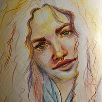 Mein Abschlussprojekt für den Kurs: Lebendiges Porträtzeichnen mit Buntstiften. Drawing, Portrait Drawing, Sketchbook, and Colored Pencil Drawing project by Sabrina Wohlfeil - 06.11.2023