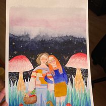 Mi proyecto del curso: Ilustración lúdica con acuarela y lápices de color. Traditional illustration, Painting, Watercolor Painting, Portrait Drawing, and Colored Pencil Drawing project by Cecilia Villarroel Vergara - 06.12.2023