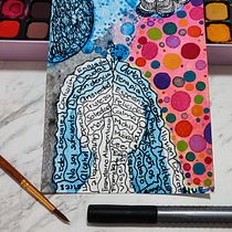 Autorretrato andiieblue by andybutnotwarhole. Traditional illustration, Creativit, Drawing, Digital Drawing, and Sketchbook project by Andrea González Hernández - 05.31.2023