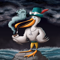 The Pelican & the Catfish. Ilustração tradicional, Design de personagens, Ilustração digital, e Pintura digital projeto de Jordi Casulleras - 14.07.2023