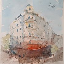 My project for course: Architectural Sketching with Watercolor and Ink. Sketching, Drawing, Watercolor Painting, Architectural Illustration, Sketchbook & Ink Illustration project by ai39bk - 06.12.2023