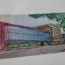 Meu projeto: Desenho arquitetônico com aquarela e tinta (MASP - SP, BR). Sketching, Drawing, Watercolor Painting, Architectural Illustration, Sketchbook & Ink Illustration project by giselembeloto - 06.13.2023