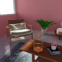 Mi proyecto del curso: Sillón en habitación rosa. Un progetto di 3D, Design e creazione di mobili, Design industriale, Product design e Progettazione 3D di Sofia Treviño - 16.06.2023
