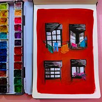 My project for course: Gouache Sketchbook: Painting Your Surroundings. Fine Arts, Painting, Sketching, Architectural Illustration, Sketchbook, and Gouache Painting project by Keshab Satpathy - 06.17.2023