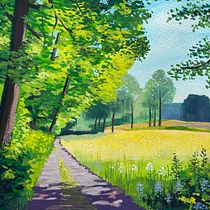 Mein Abschlussprojekt für den Kurs: Landschaftsmalerei mit Gouache für Anfänger. Un proyecto de Bellas Artes, Pintura, Ilustración naturalista				 y Pintura gouache de Kirsten - 17.06.2023