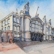 My project for course: Architectural Sketching with Watercolor and Ink - the train station of Tours. Sketching, Drawing, Watercolor Painting, Architectural Illustration, Sketchbook & Ink Illustration project by Albena Shkodrova - 06.18.2023