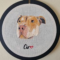 Mi proyecto del curso: Retratos bordados de mascotas: pinta con hilo, Ciro.. Embroider, Naturalistic Illustration, and Textile Design project by Elena Diaz - 06.12.2023