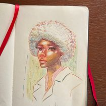 My project for course: Vibrant Portrait Drawing with Colored Pencils. Drawing, Portrait Drawing, Sketchbook, and Colored Pencil Drawing project by Amina Rhou - 06.19.2023