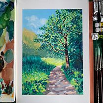 My project for course: Landscape Painting with Gouache for Beginners. Fine Arts, Painting, Naturalistic Illustration, and Gouache Painting project by Kris Rizardo - 06.18.2023