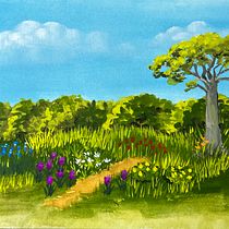 My project for course: Painting Atmospheric Landscapes with Gouache. Projekt z dziedziny Trad, c, jna ilustracja,  Malarstwo i Malowanie gwaszami użytkownika cynthia62 - 21.06.2023