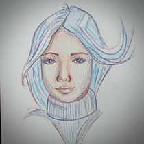 Mon projet du cours : Dessin de portraits expressifs aux crayons de couleur . Drawing, Portrait Drawing, Sketchbook, and Colored Pencil Drawing project by polinka_mn - 06.21.2023
