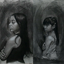 Retrato realista al carboncillo. Ilustração tradicional, Artes plásticas, Desenho, Desenho de retrato, e Desenho realista projeto de Diego Maenza - 07.06.2023
