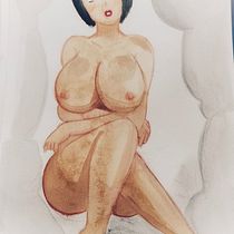 Mi proyecto del curso: Ilustración de una pin-up con técnicas tradicionales. Traditional illustration, Fine Arts, Painting, Pencil Drawing, and Drawing project by Lucas Luna - 06.26.2023