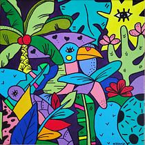 Mon projet du cours : Initiation à la peinture acrylique : créez une toile tropicale. Un projet de Peinture, Création de motifs, Peinture acr , et lique de Sonja Lemaitre - 26.06.2023