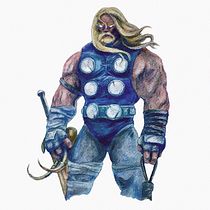 Thor / Mi proyecto del curso: Ilustración de personajes en acrílico. Traditional illustration, Character Design, Painting, Comic, Acr, and lic Painting project by Walter Conci - 06.24.2023