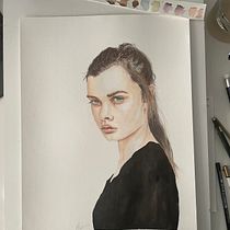 My project for course: Watercolor Portrait from a Photo. Traditional illustration, Watercolor Painting, and Portrait Drawing project by Hela Burkhardt - 06.27.2023