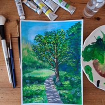 Mijn project van de cursus: Leer landschappen schilderen met gouache. Gouache Painting project by monique Dobbe - 07.01.2023