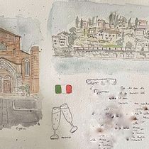 Mon projet du cours : Carnet de voyage à l’aquarelle. Traditional illustration, Watercolor Painting, Architectural Illustration, and Sketchbook project by melodie_vs - 07.02.2023