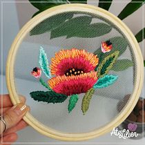 Meu projeto do curso: Bordado freestyle em tule para iniciantes. Accessor, Design, Embroider, Botanical Illustration, and Textile Design project by Lilian Wünsch - 06.30.2023
