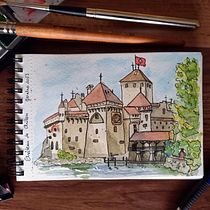 Meu projeto do curso: Caderno de viagem em aquarela. Traditional illustration, Watercolor Painting, Architectural Illustration, and Sketchbook project by rubysand13 - 07.06.2023