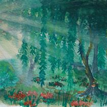 My project for course: Fantasy Landscapes with Watercolor & Gouache. Fine Arts, Painting, Watercolor Painting, Naturalistic Illustration, and Gouache Painting project by aerosquirrel - 07.07.2023