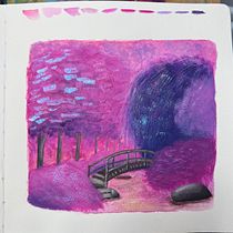 My project for course: Fantasy Landscapes with Watercolor & Gouache. Fine Arts, Painting, Watercolor Painting, Naturalistic Illustration, and Gouache Painting project by Sophy - 07.08.2023