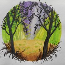 Mon projet du cours : Peinture de paysages enchantés à la gouache. Projekt z dziedziny Trad, c, jna ilustracja,  Malarstwo i Malowanie gwaszami użytkownika veronique.lauron - 11.07.2023