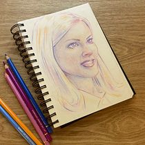 Mon projet du cours : Dessin de portraits expressifs aux crayons de couleur . Drawing, Portrait Drawing, Sketchbook, and Colored Pencil Drawing project by Florence Mauduit - 07.12.2023