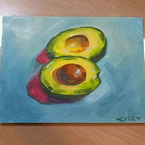 Mi proyecto del curso: AGUACATES. Een project van  Beeldende kunst, Schilderij y  Olieverfschilderij van Eva - 28.06.2023