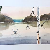 My project for course: Atmospheric Landscapes in Watercolor : Wanaka Tree New Zealand Ein Projekt aus dem Bereich Bildende Künste, Malerei und Aquarellmalerei von r_bance - 14.07.2023