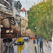 Mon projet du cours : Paysages urbains à l’aquarelle Ein Projekt aus dem Bereich Bildende Künste, Aquarellmalerei und Architektonische Illustration von Sylvie Bertrand - 15.07.2023
