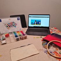 My project for course: Embroidered Hand Lettering: Create Wearable Art. T, pograph, Embroider, DIY, H, Lettering, and Textile Design project by Veronica Marra - 07.16.2023